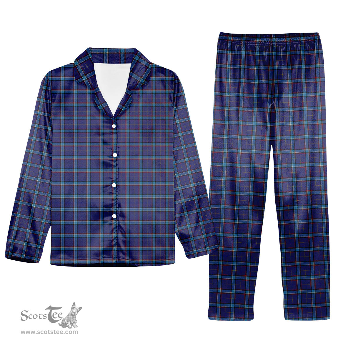 ScotsTee Shop Scottish Kircaldy Tartan Pajama Satin Velvet Flannel Pajama Set