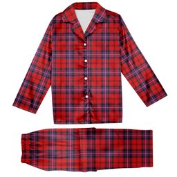 ScotsTee Shop Scottish Kelly of Sleat Red Modern Tartan Pajama Satin Velvet Flannel Pajama Set