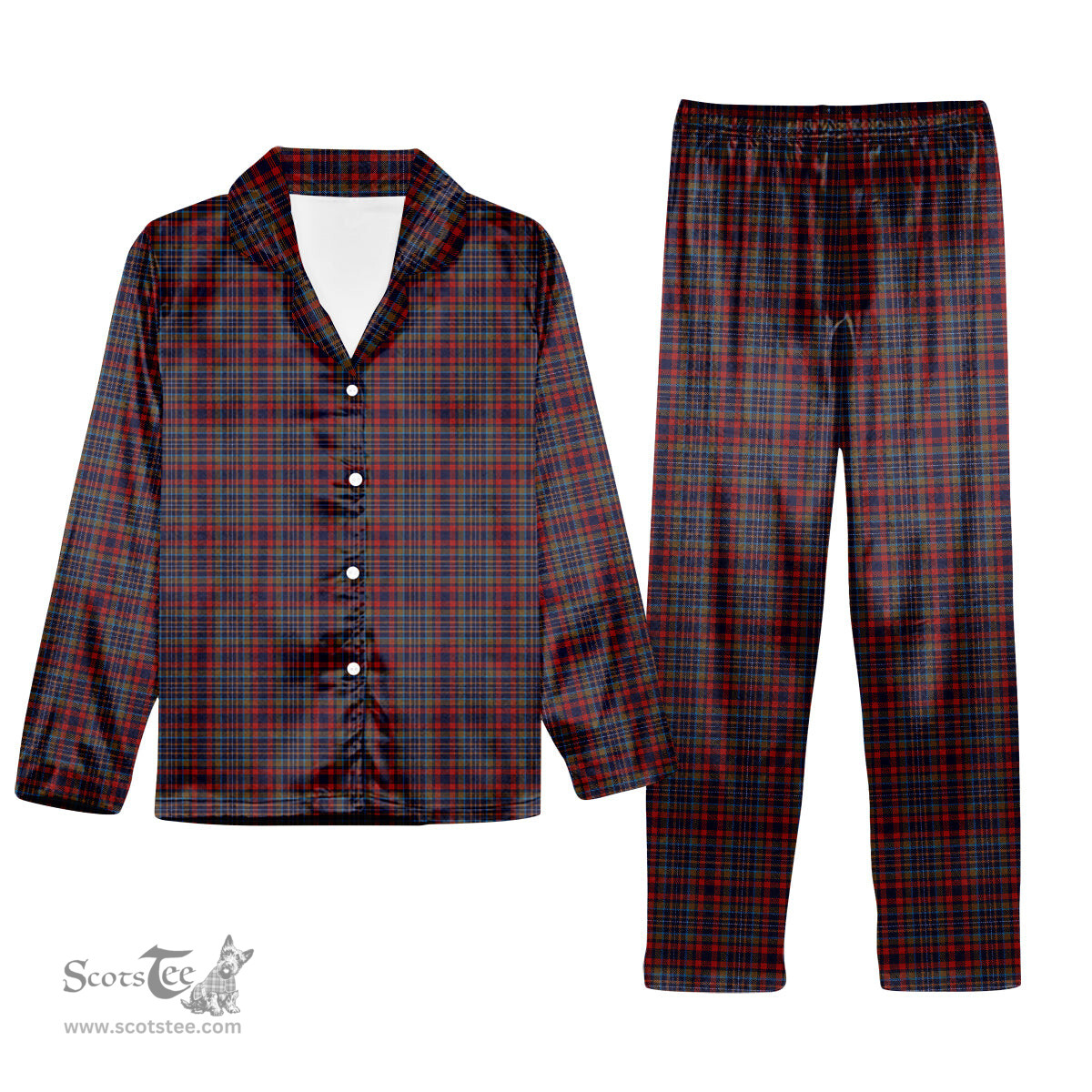 ScotsTee Shop Scottish Johnstons of Elgin Bicentennial Tartan Pajama Satin Velvet Flannel Pajama Set