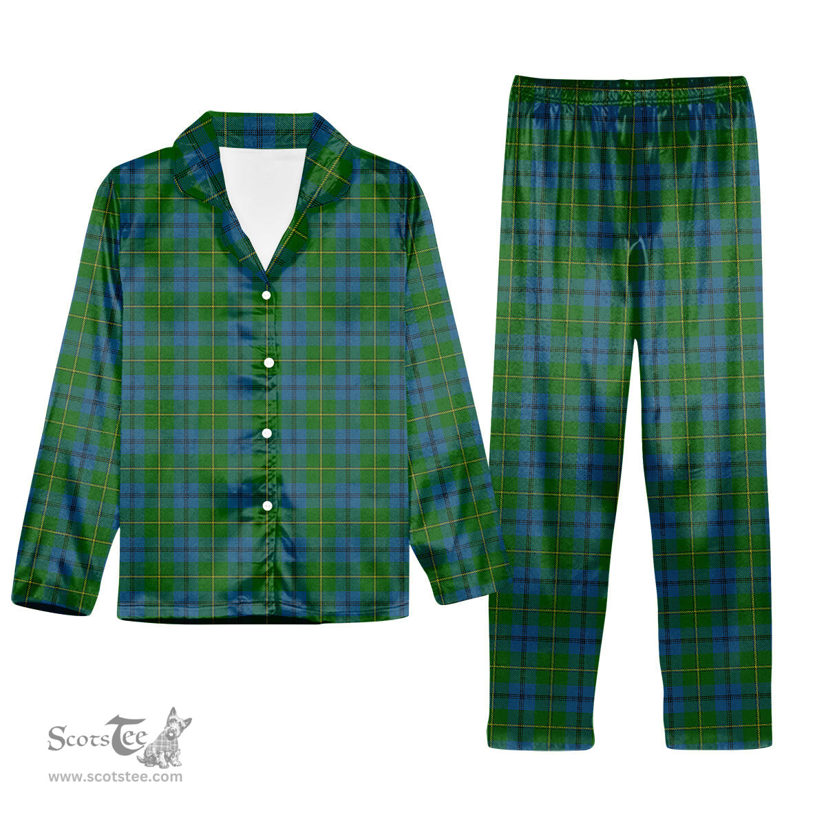 ScotsTee Shop Scottish Johnstone Tartan Pajama Satin Velvet Flannel Pajama Set