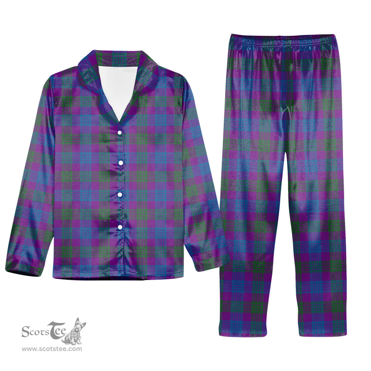 ScotsTee Shop Scottish Lang Modern Clan Tartan Pajama Satin Velvet Flannel Pajama Set
