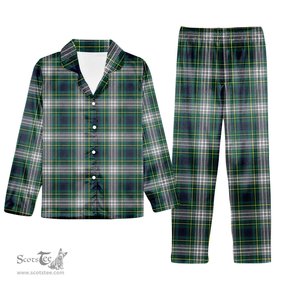 ScotsTee Shop Scottish Johnstone Dress Modern Tartan Pajama Satin Velvet Flannel Pajama Set