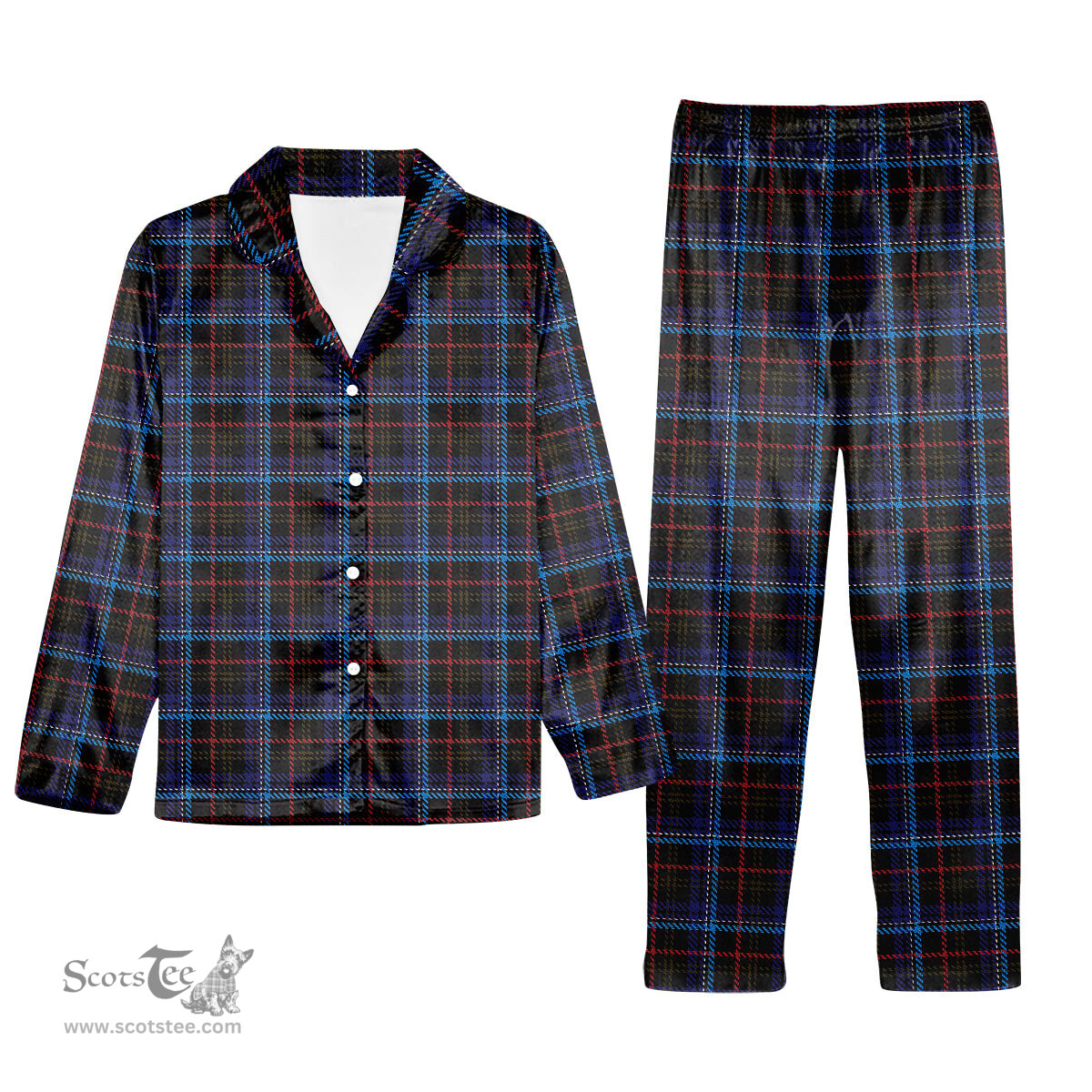 ScotsTee Shop Scottish Kennedy Irish Tartan Pajama Satin Velvet Flannel Pajama Set