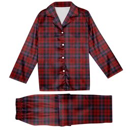 ScotsTee Shop Scottish Kelly of Sleat Red Tartan Pajama Satin Velvet Flannel Pajama Set