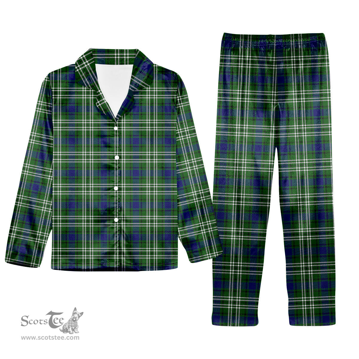 ScotsTee Shop Scottish Learmonth Tartan Pajama Satin Velvet Flannel Pajama Set