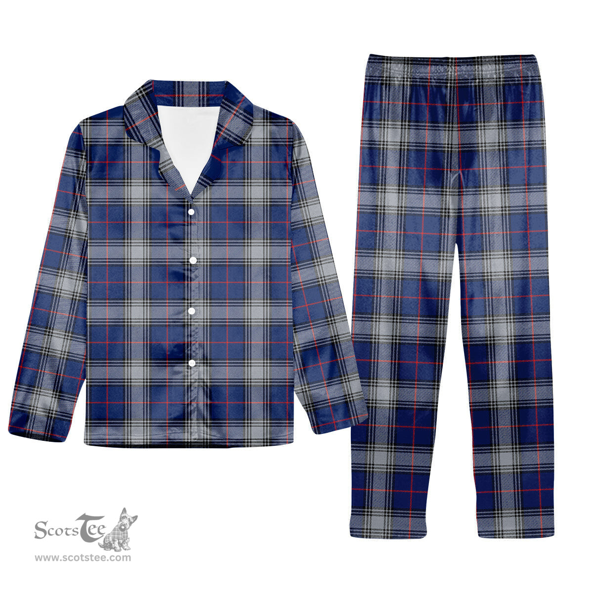 ScotsTee Shop Scottish Kinnaird Modern Tartan Pajama Satin Velvet Flannel Pajama Set