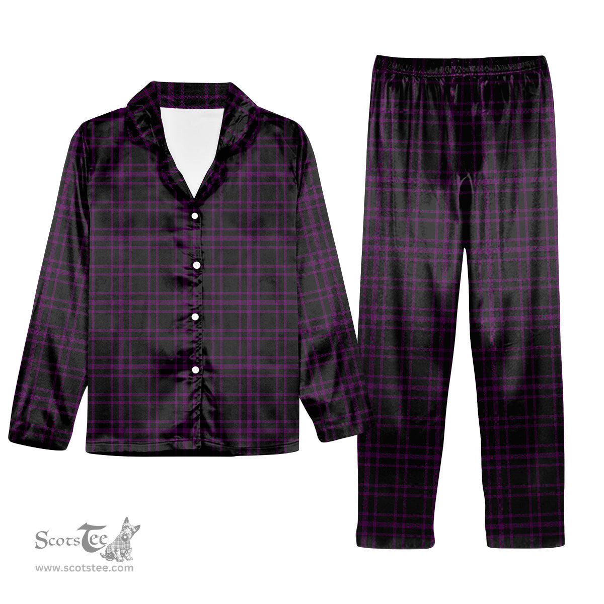 ScotsTee Shop Scottish Leonard Hunting Tartan Pajama Satin Velvet Flannel Pajama Set