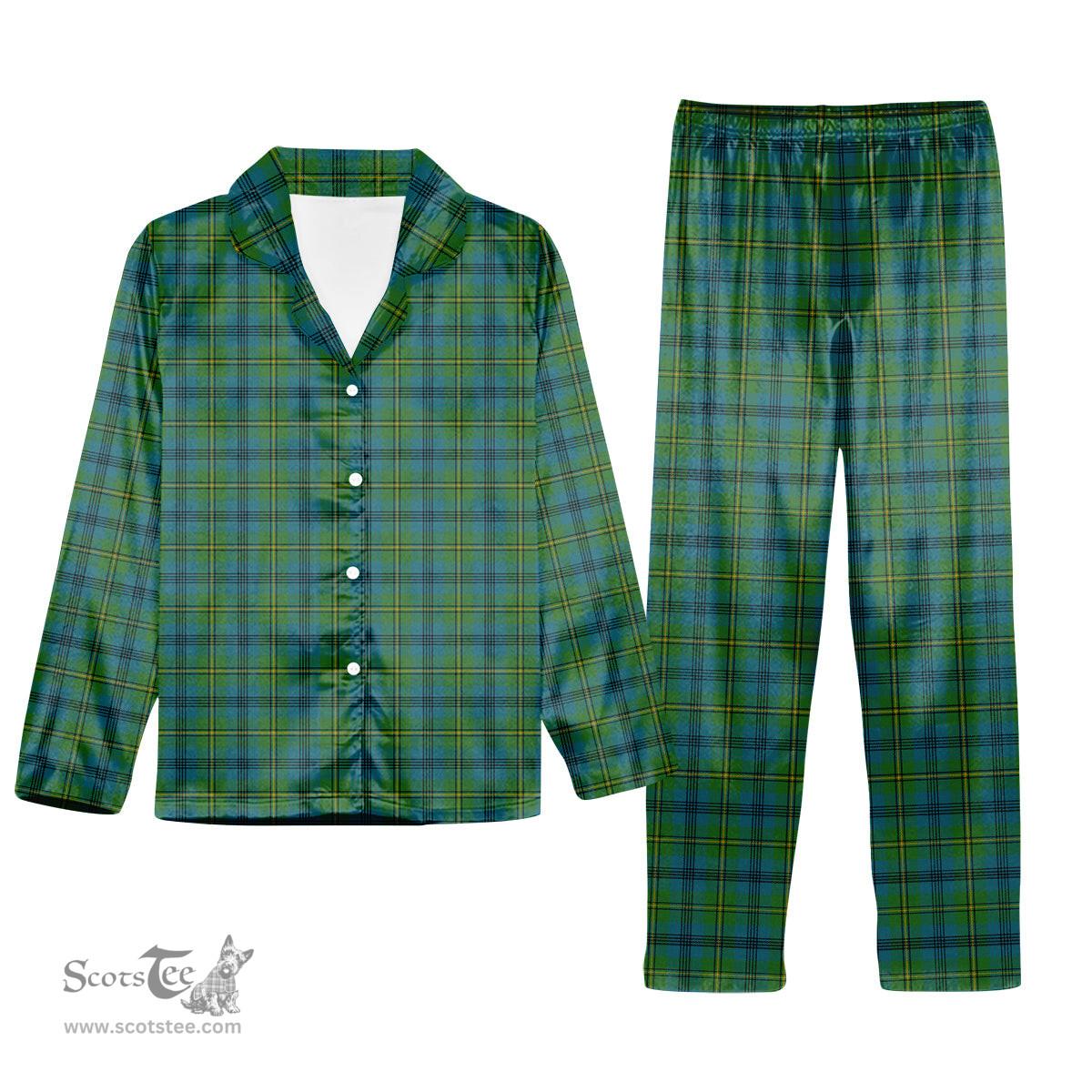 ScotsTee Shop Scottish Johnstone Originaux Ancient Clan Tartan Pajama Satin Velvet Flannel Pajama Set