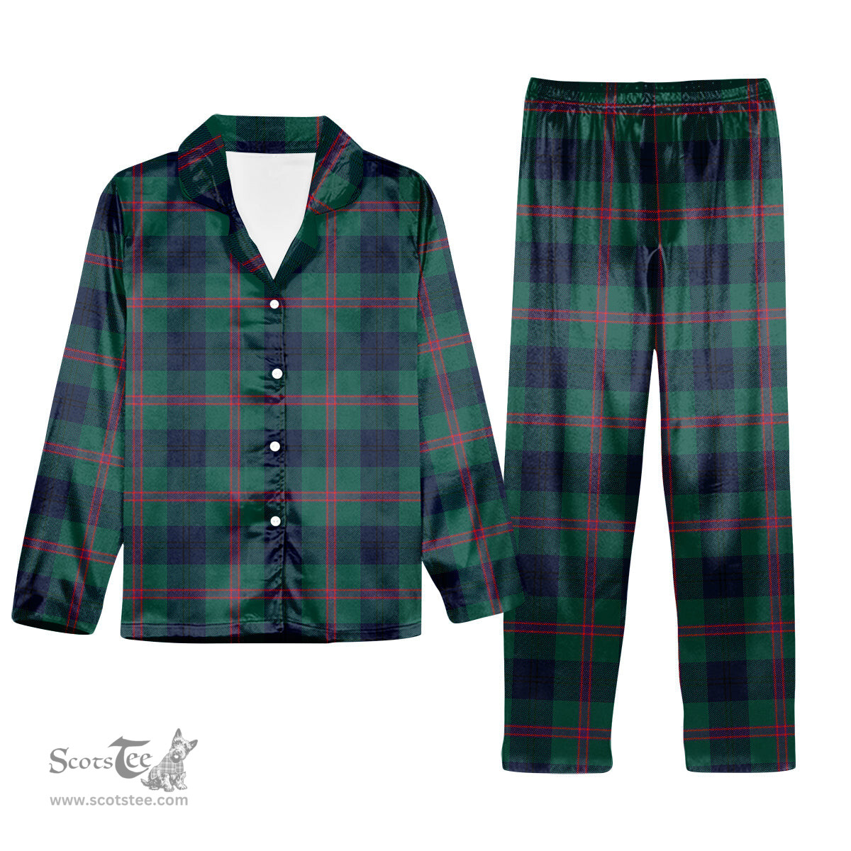 ScotsTee Shop Scottish Laurie (Lawrie) Modern Clan Tartan Pajama Satin Velvet Flannel Pajama Set