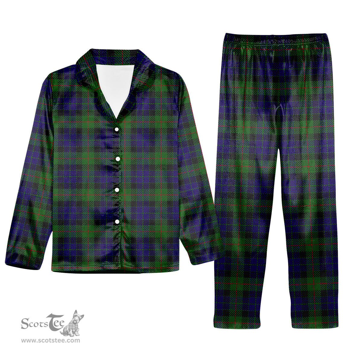 ScotsTee Shop Scottish Jamieson Tartan Pajama Satin Velvet Flannel Pajama Set