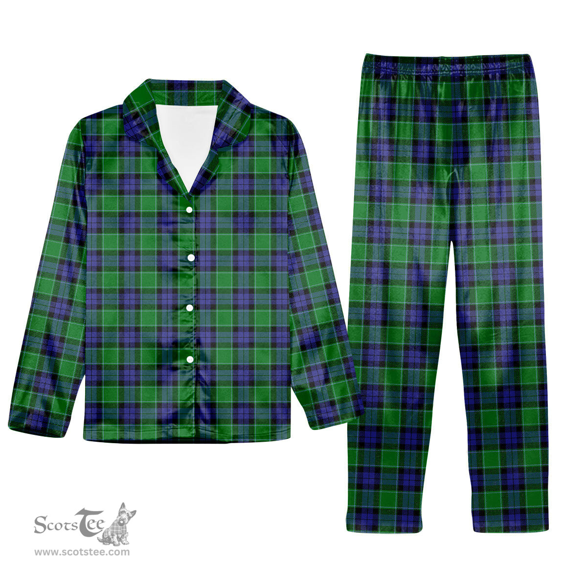 ScotsTee Shop Scottish Graham of Menteith Modern Tartan Pajama Satin Velvet Flannel Pajama Set