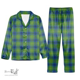 ScotsTee Shop Scottish Johnston Ancient Tartan Pajama Satin Velvet Flannel Pajama Set