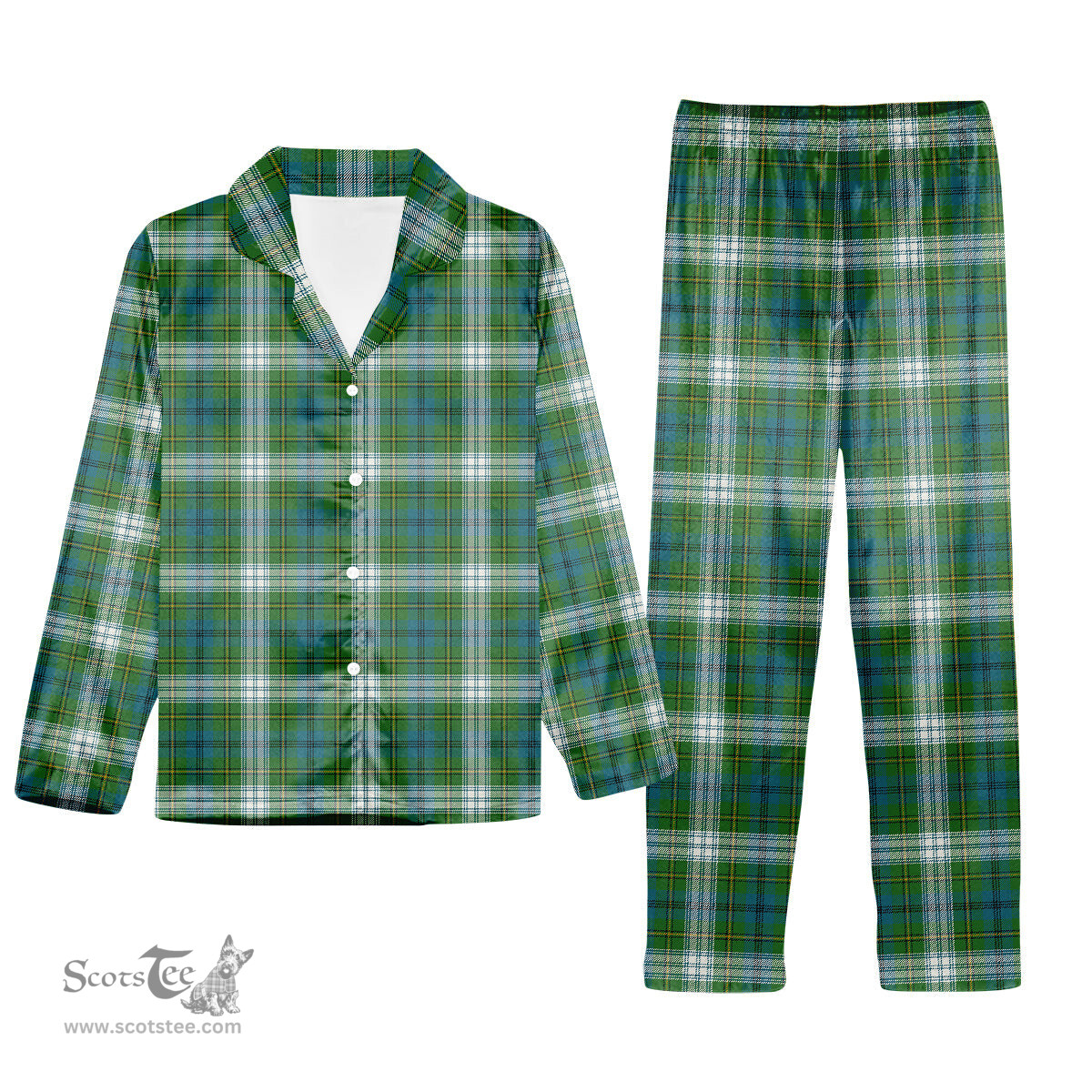 ScotsTee Shop Scottish Johnston Dress Ancient Tartan Pajama Satin Velvet Flannel Pajama Set