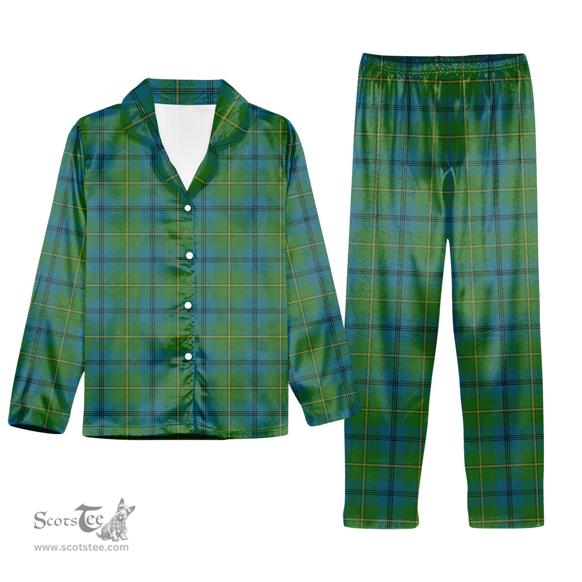 ScotsTee Shop Scottish Johnstone Ancient Tartan Pajama Satin Velvet Flannel Pajama Set