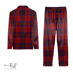 ScotsTee Shop Scottish Leslie Red Tartan Pajama Satin Velvet Flannel Pajama Set