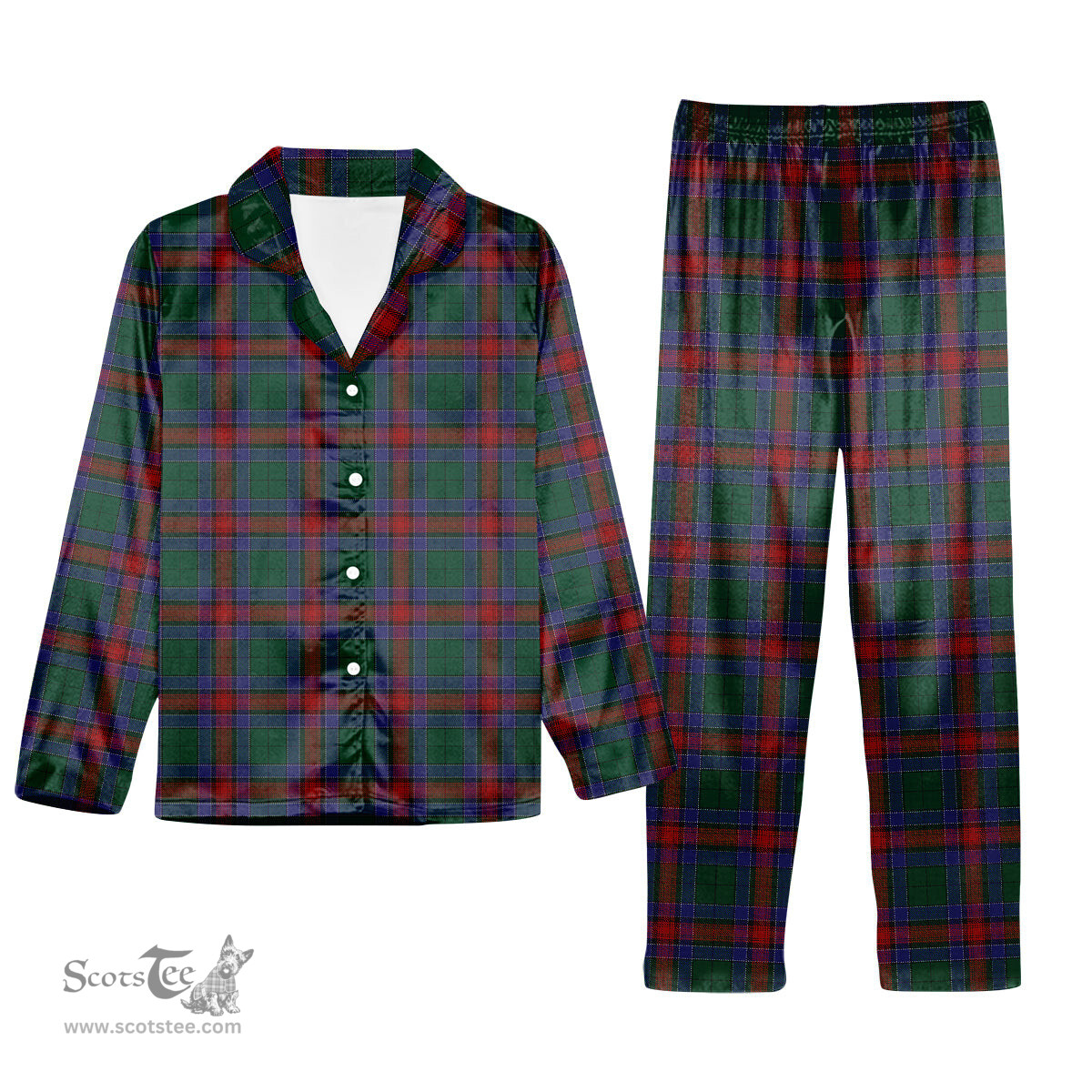 ScotsTee Shop Scottish Jardine Dress Tartan Pajama Satin Velvet Flannel Pajama Set