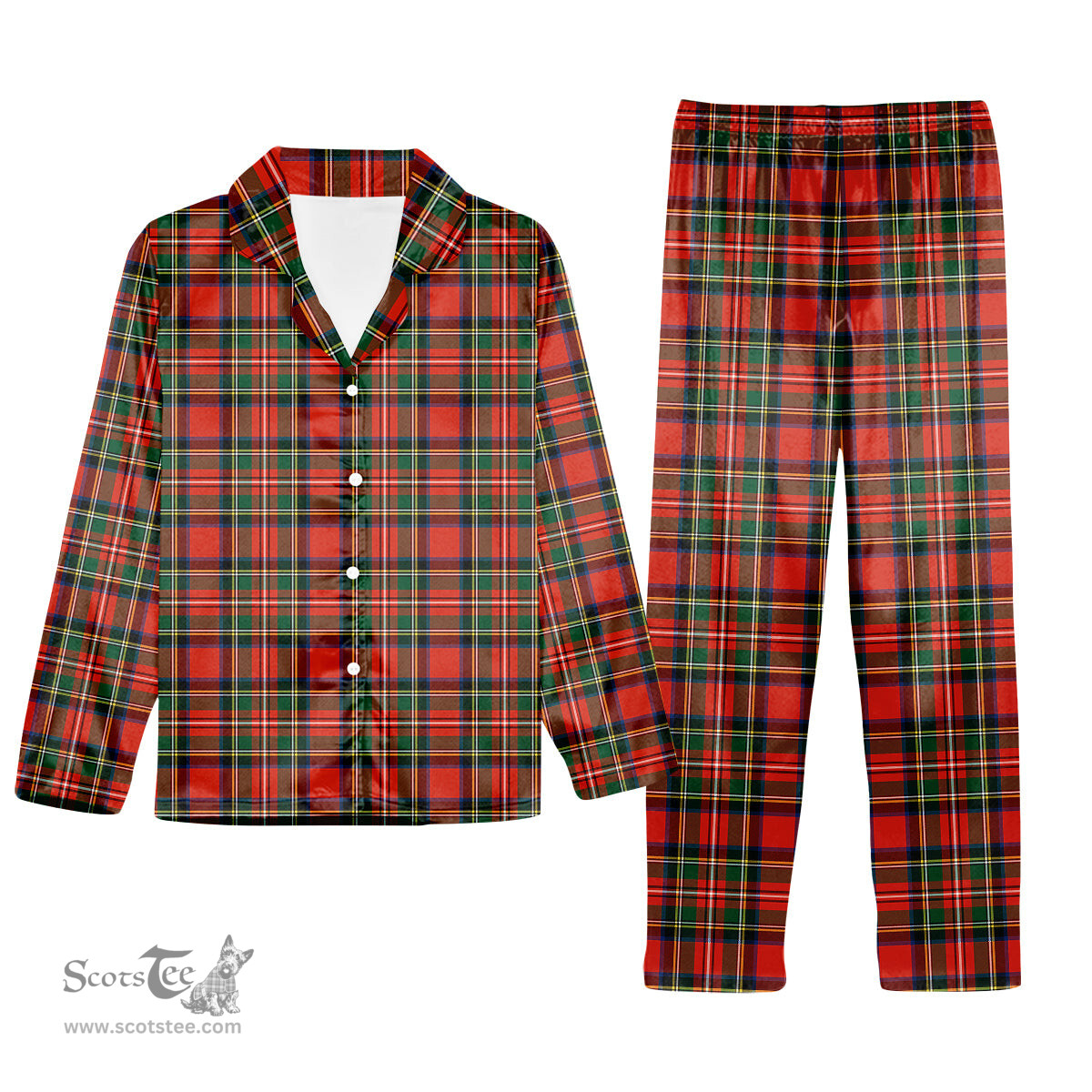 ScotsTee Shop Scottish Lyle Tartan Pajama Satin Velvet Flannel Pajama Set