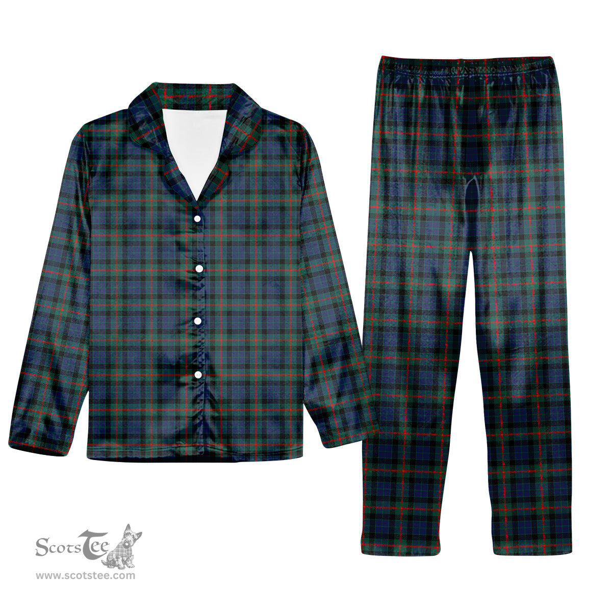 ScotsTee Shop Scottish Gunn  Modern Clan Tartan Pajama Satin Velvet Flannel Pajama Set