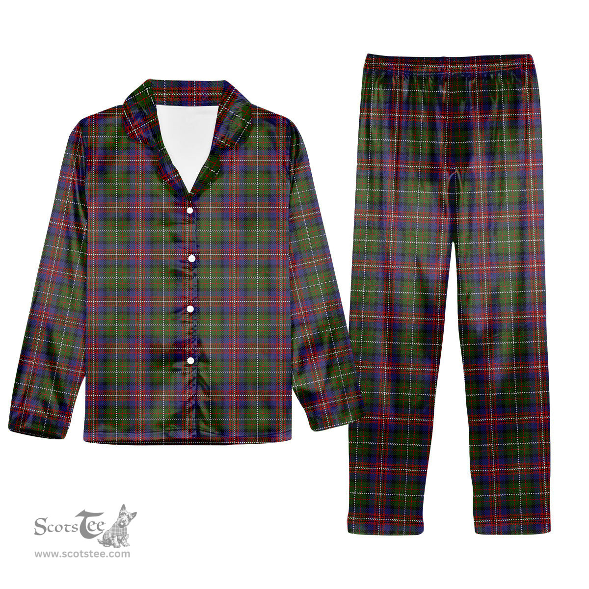 ScotsTee Shop Scottish Hargis Tartan Pajama Satin Velvet Flannel Pajama Set
