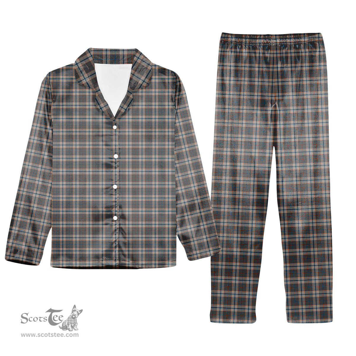 ScotsTee Shop Scottish Harris Mist Tartan Pajama Satin Velvet Flannel Pajama Set