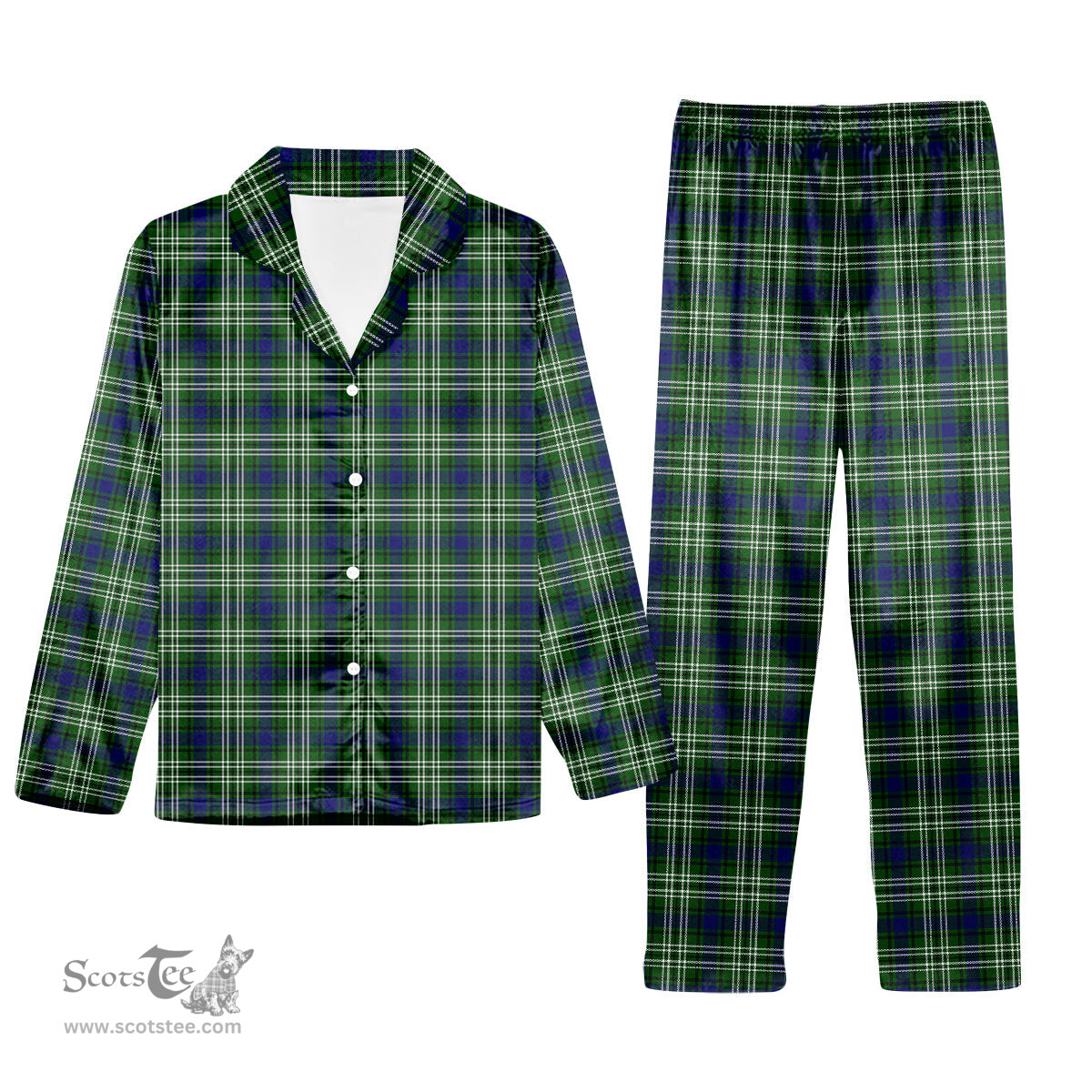ScotsTee Shop Scottish Haliburton Tartan Pajama Satin Velvet Flannel Pajama Set