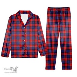 ScotsTee Shop Scottish Graham of Menteith Red Tartan Pajama Satin Velvet Flannel Pajama Set