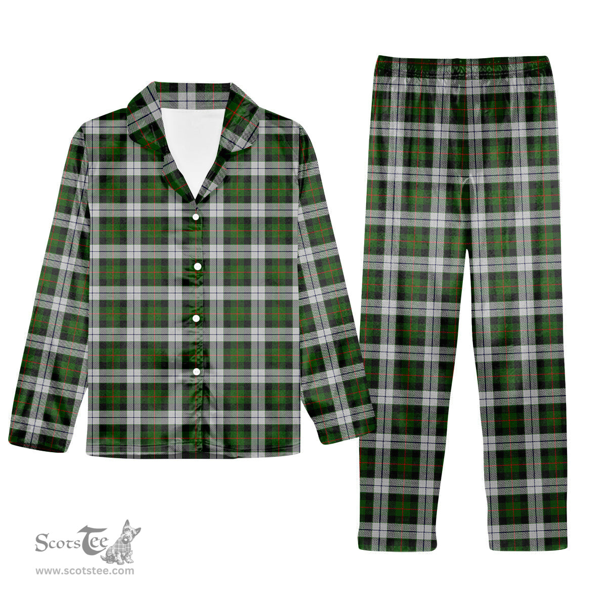 ScotsTee Shop Scottish Gunn Mrs Jane of Kirkhill House Wick Tartan Pajama Satin Velvet Flannel Pajama Set