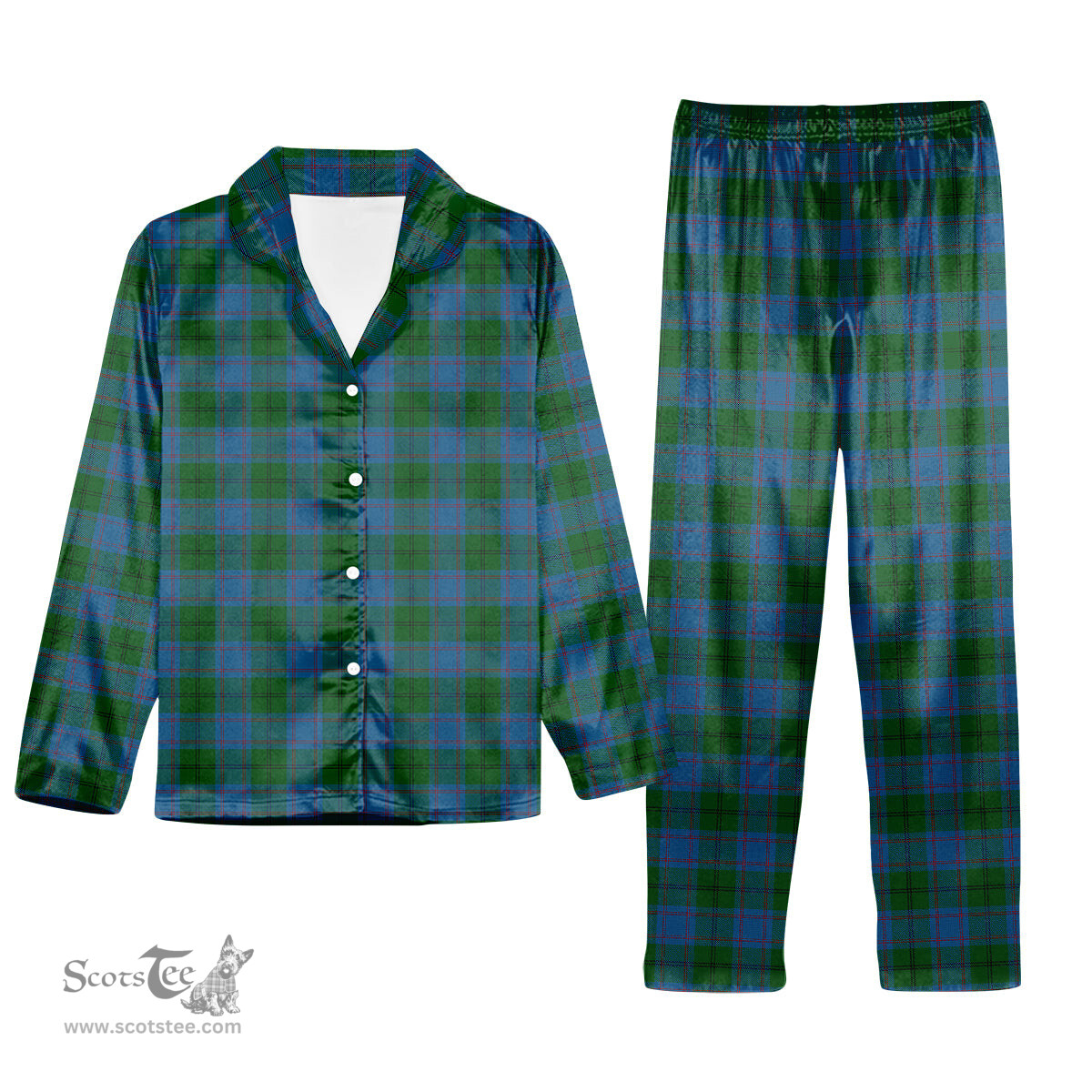 ScotsTee Shop Scottish Greenlaw American Tartan Pajama Satin Velvet Flannel Pajama Set
