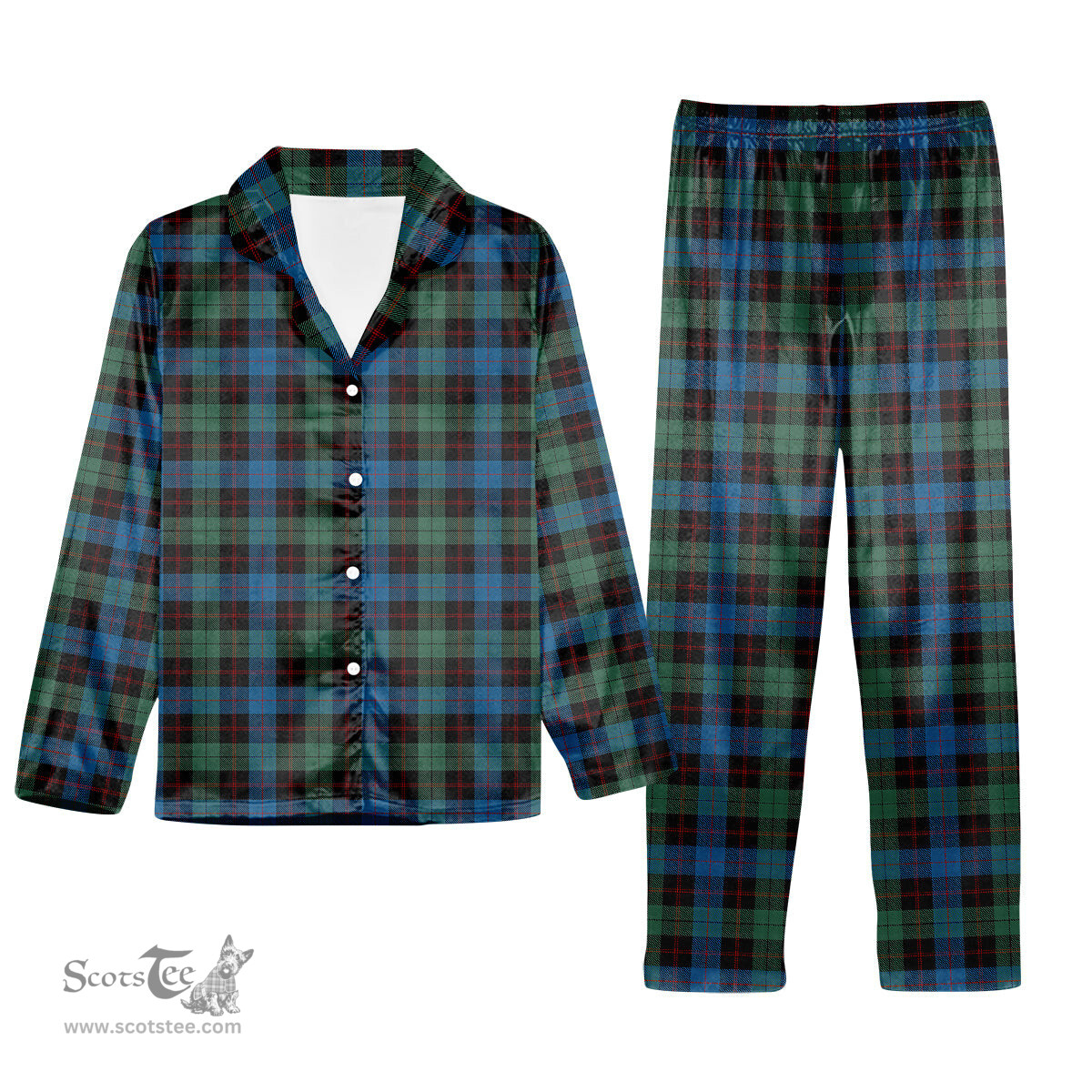 ScotsTee Shop Scottish Guthrie Tartan Pajama Satin Velvet Flannel Pajama Set