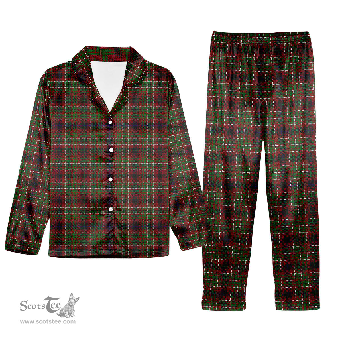 ScotsTee Shop Scottish Innes of Cowie Tartan Pajama Satin Velvet Flannel Pajama Set