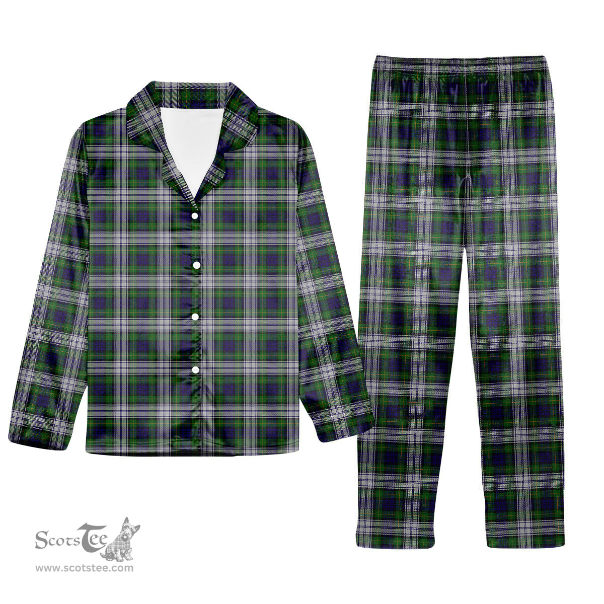 ScotsTee Shop Scottish Gordon Dress 1965 Tartan Pajama Satin Velvet Flannel Pajama Set