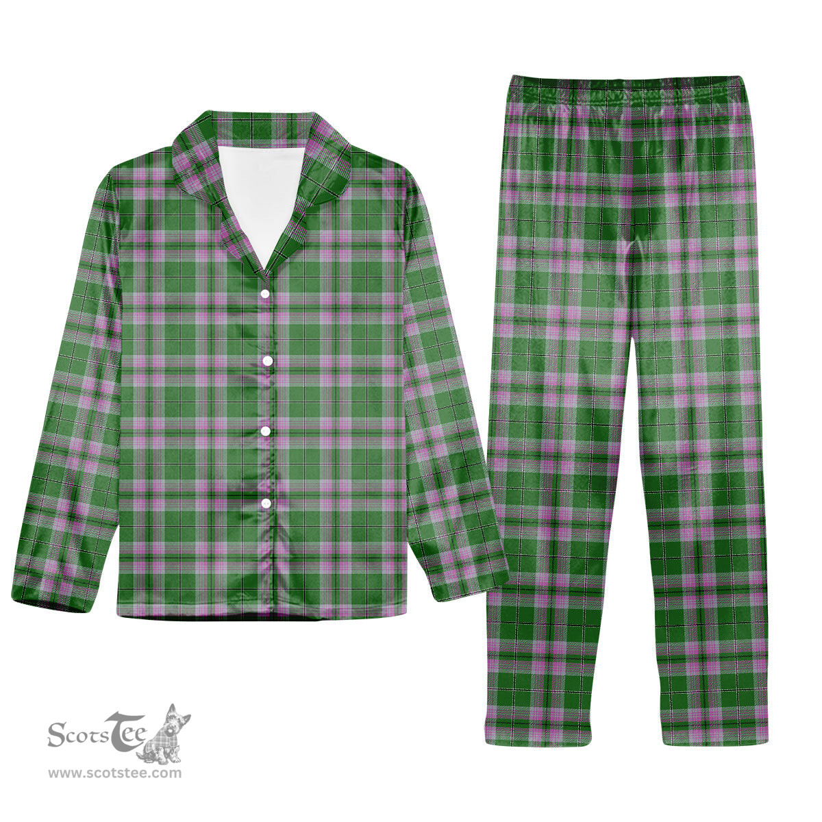 ScotsTee Shop Scottish Gray Hunting Ancient Tartan Pajama Satin Velvet Flannel Pajama Set