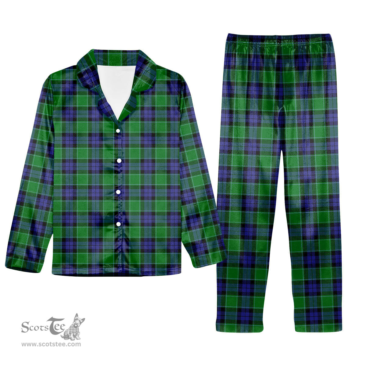 ScotsTee Shop Scottish Haldane Tartan Pajama Satin Velvet Flannel Pajama Set