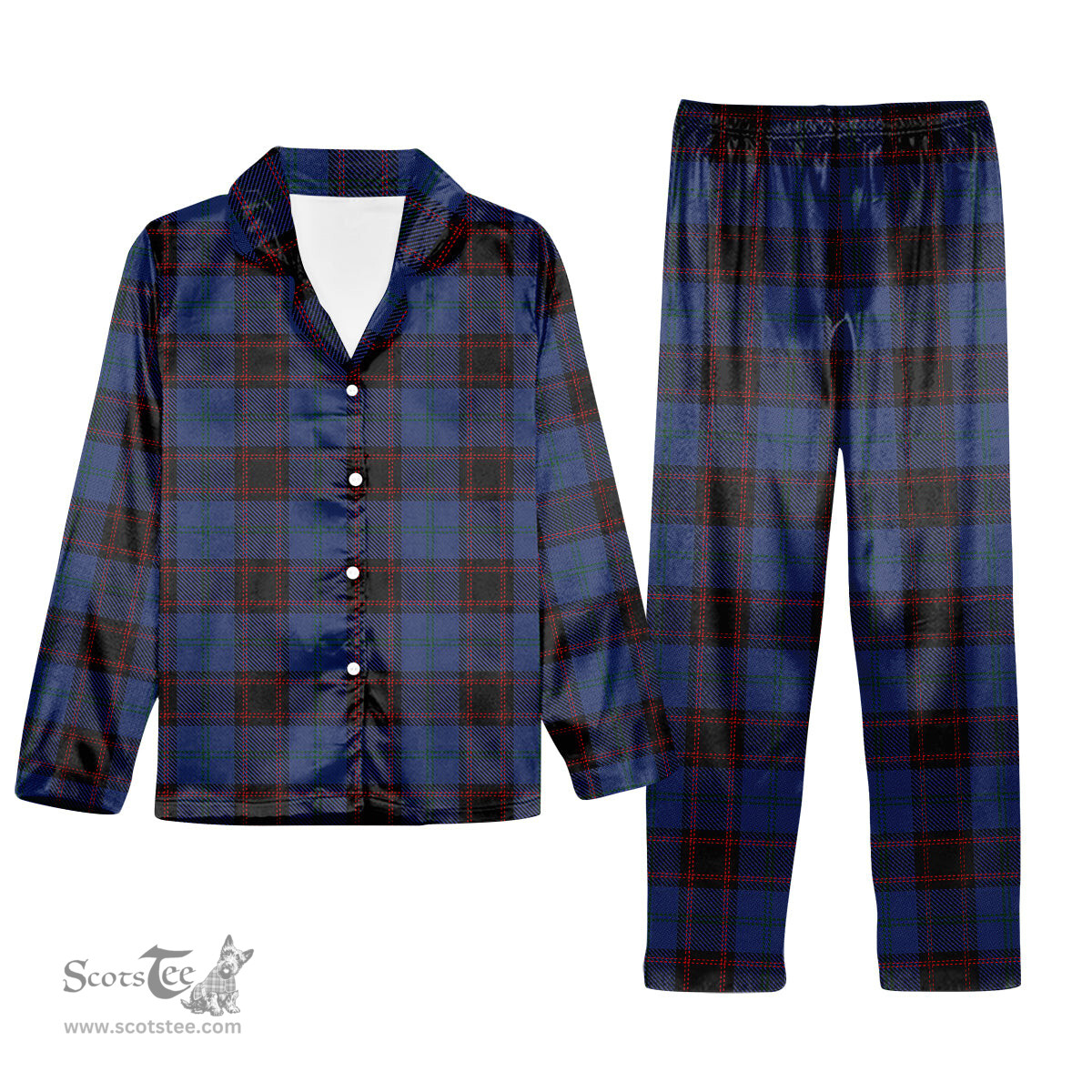 ScotsTee Shop Scottish Hume Tartan Pajama Satin Velvet Flannel Pajama Set
