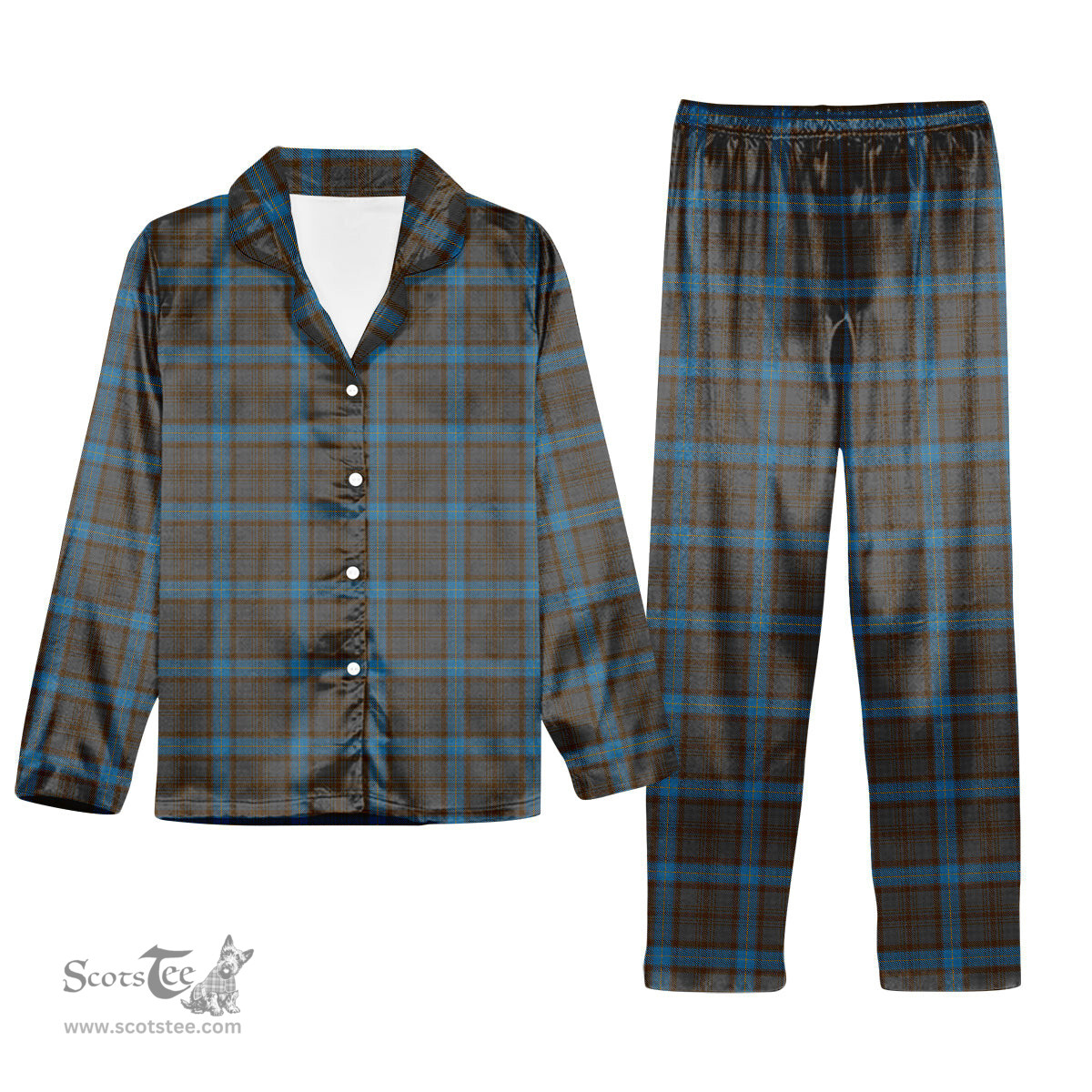 ScotsTee Shop Scottish Hanna of Leith yellow line Tartan Pajama Satin Velvet Flannel Pajama Set