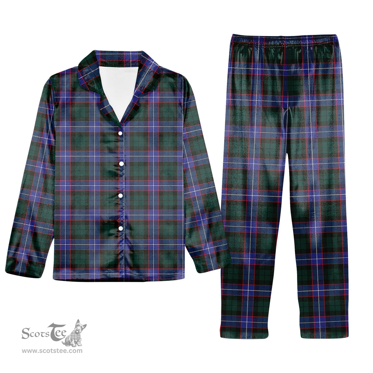 ScotsTee Shop Scottish Guthrie Modern Tartan Pajama Satin Velvet Flannel Pajama Set