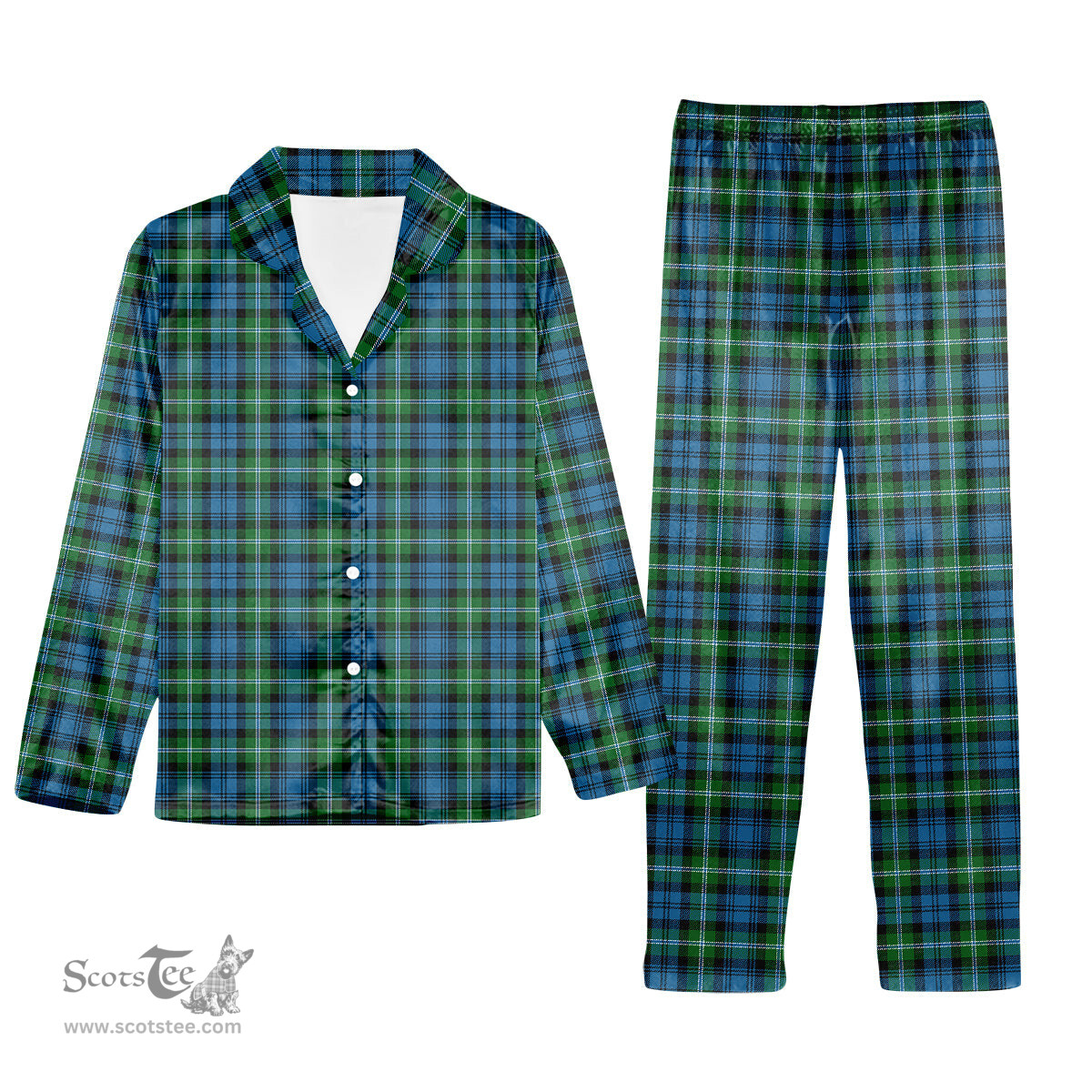 ScotsTee Shop Scottish Lyon SC Tartan Pajama Satin Velvet Flannel Pajama Set