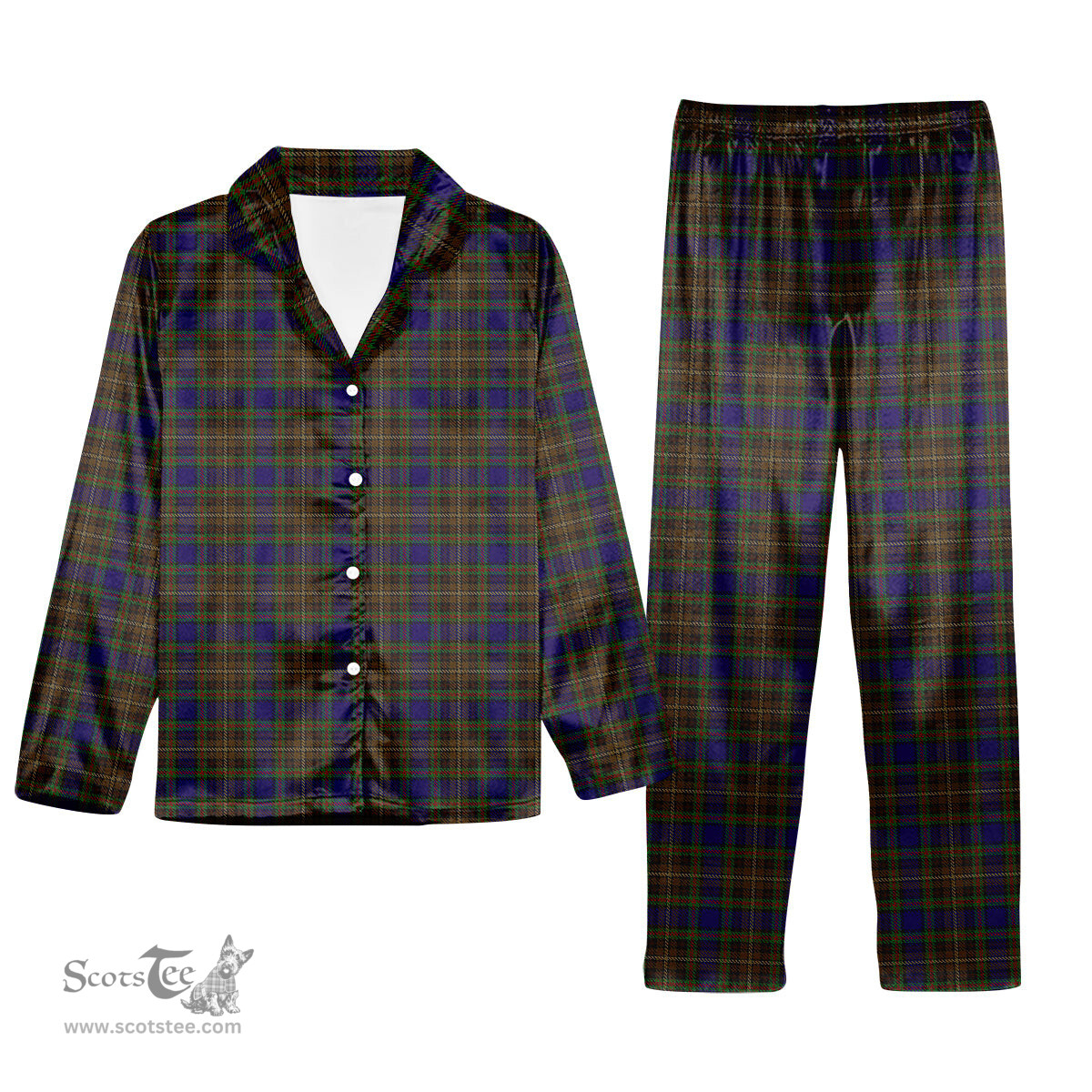 ScotsTee Shop Scottish Highfield Hunting Tartan Pajama Satin Velvet Flannel Pajama Set