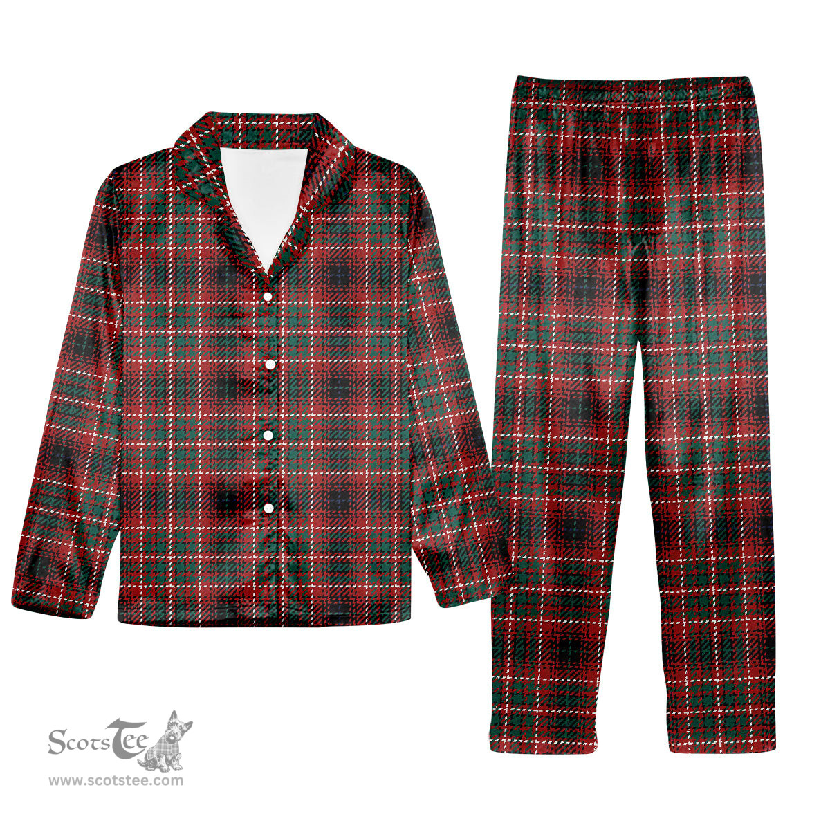 ScotsTee Shop Scottish Innes of Cowie Modern Tartan Pajama Satin Velvet Flannel Pajama Set
