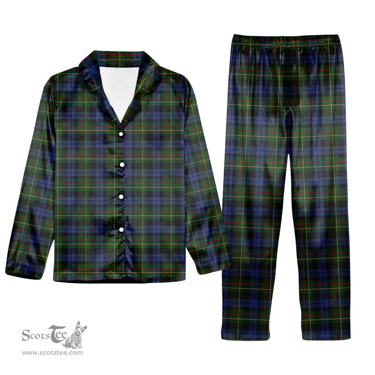 ScotsTee Shop Scottish Gow Hunting 2 Tartan Pajama Satin Velvet Flannel Pajama Set