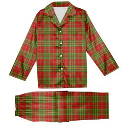 ScotsTee Shop Scottish Leask Modern Tartan Pajama Satin Velvet Flannel Pajama Set