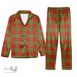 ScotsTee Shop Scottish Leask Modern Tartan Pajama Satin Velvet Flannel Pajama Set