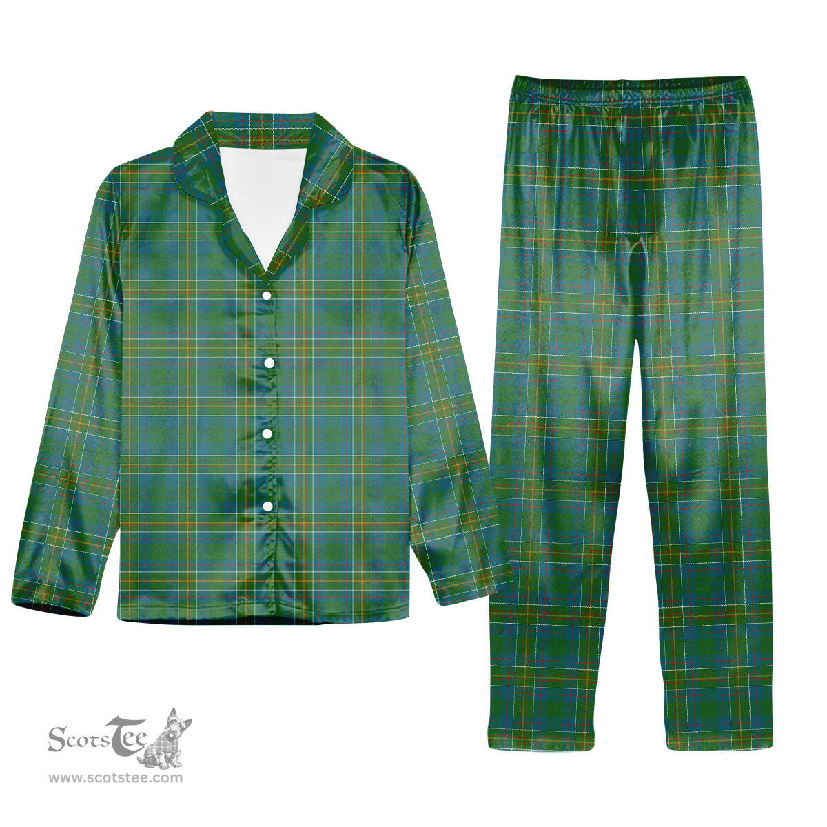 ScotsTee Shop Scottish Hunter of Hunterston Ancient Tartan Pajama Satin Velvet Flannel Pajama Set