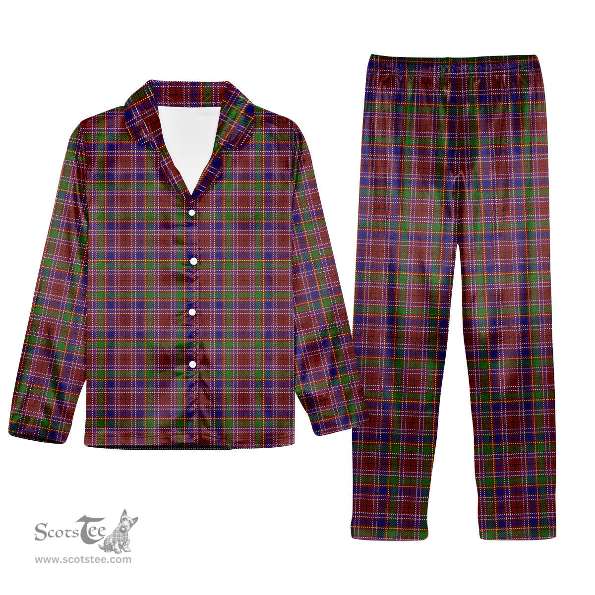 ScotsTee Shop Scottish Haughdale Tartan Pajama Satin Velvet Flannel Pajama Set