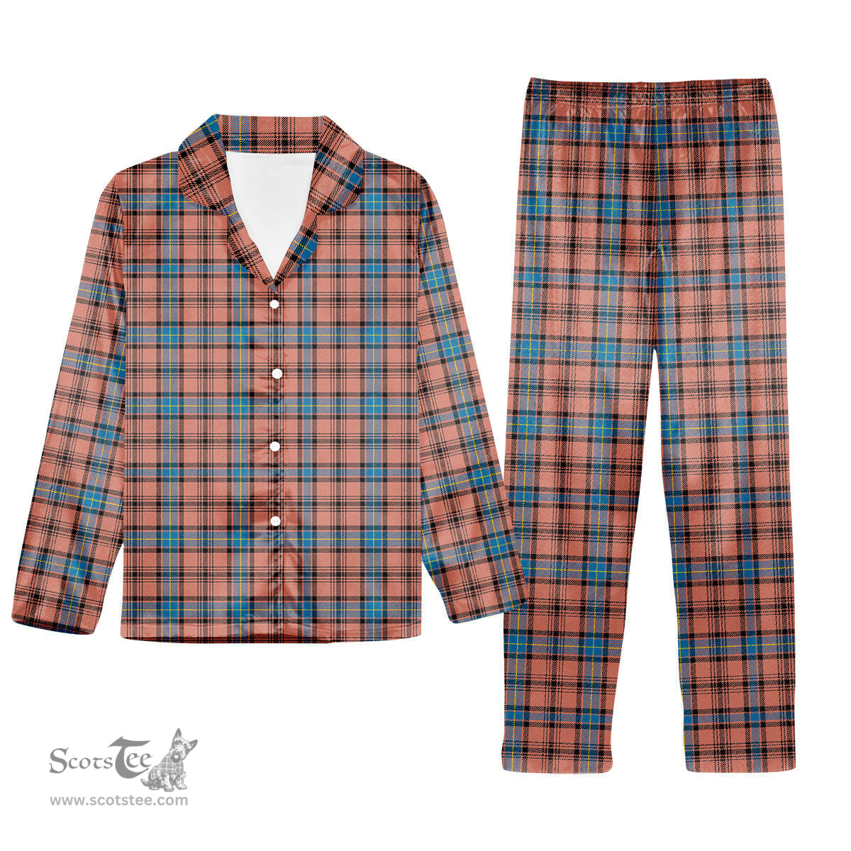 ScotsTee Shop Scottish Hannay Dress Modern Tartan Pajama Satin Velvet Flannel Pajama Set