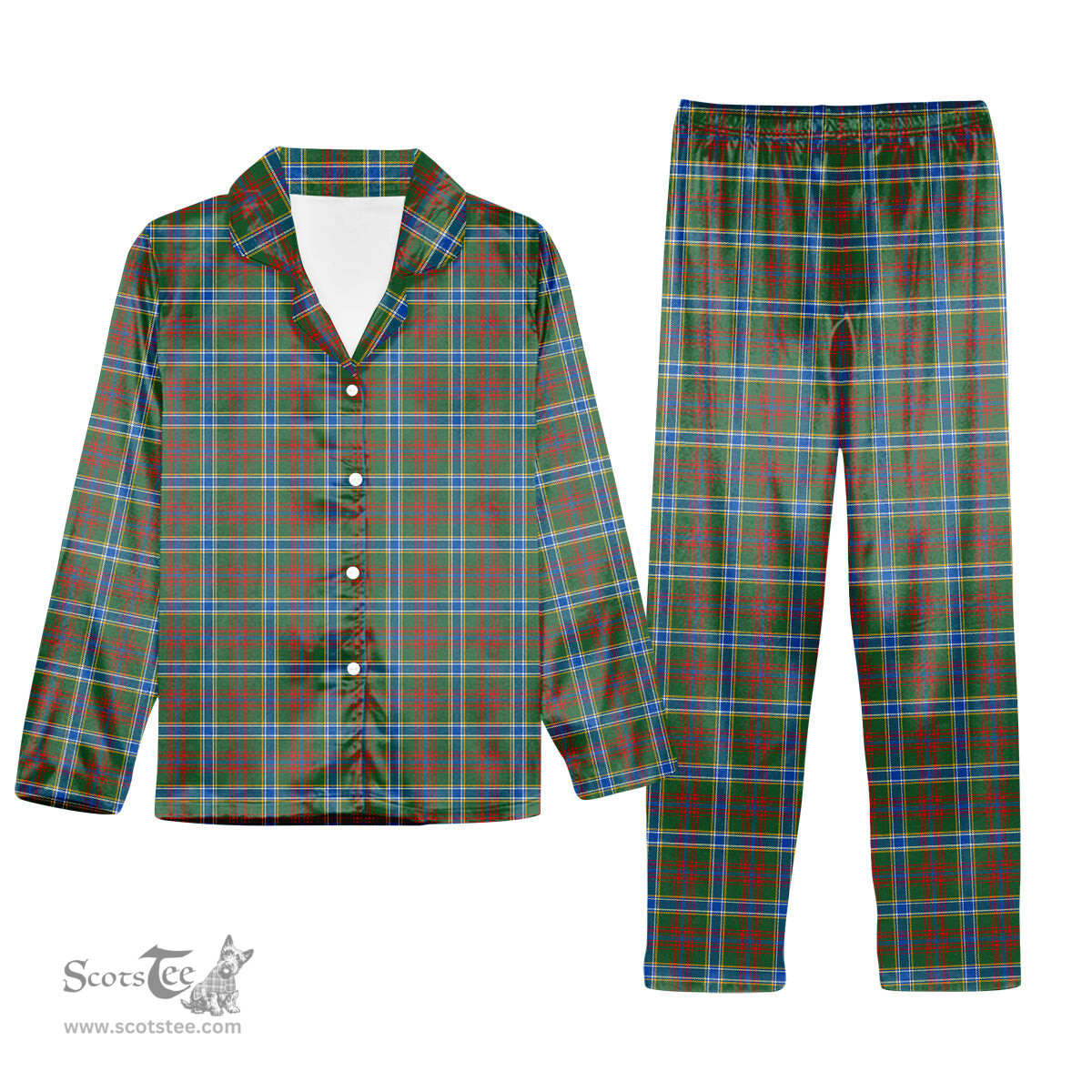 ScotsTee Shop Scottish Currie of Arran Modern Clan Tartan Pajama Satin Velvet Flannel Pajama Set