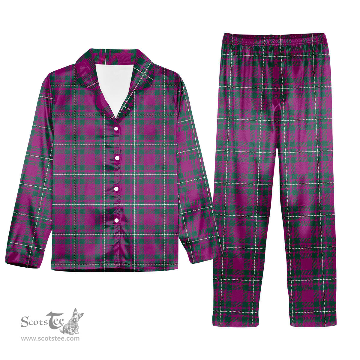 ScotsTee Shop Scottish Gregor Hunting Modern Tartan Pajama Satin Velvet Flannel Pajama Set