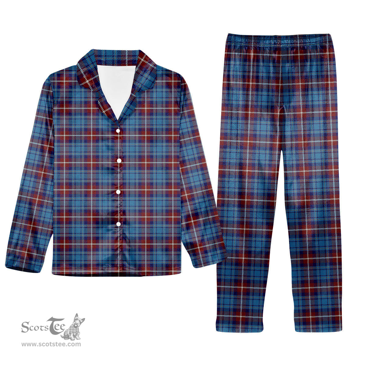 ScotsTee Shop Scottish Greer Tartan Pajama Satin Velvet Flannel Pajama Set