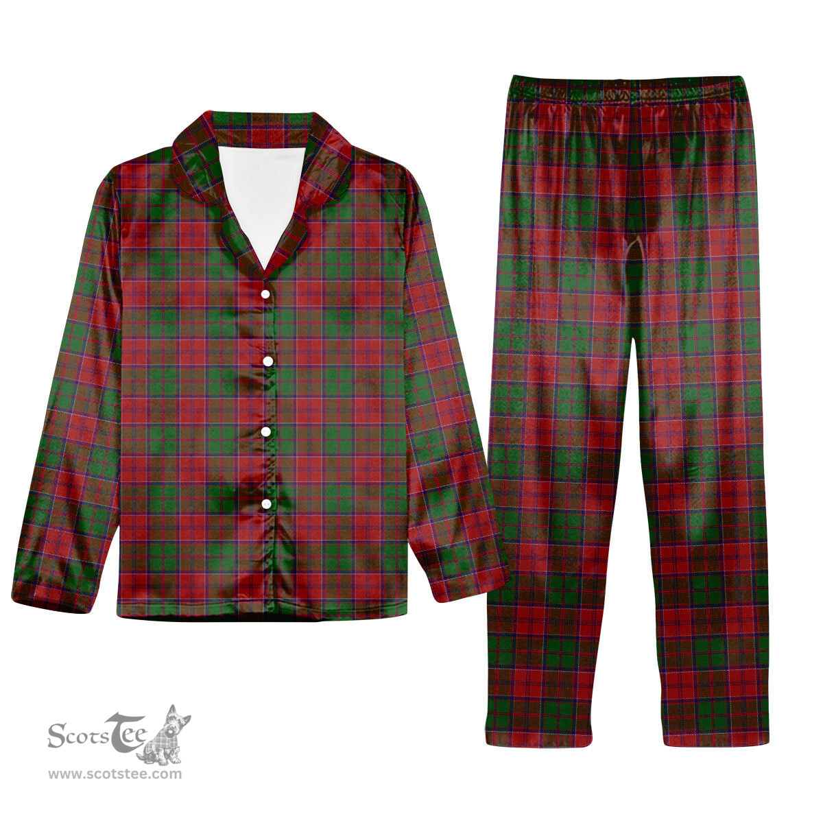 ScotsTee Shop Scottish Grant 1819 1 Tartan Pajama Satin Velvet Flannel Pajama Set