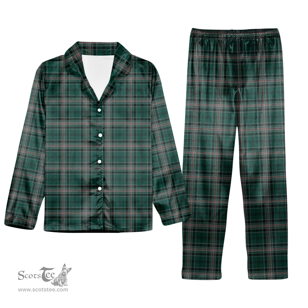 ScotsTee Shop Scottish Kelly of Sleat Hunting Tartan Pajama Satin Velvet Flannel Pajama Set